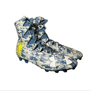 Under Armour Highlight MC Navy Blue Camo Football Spikes Cleats Men Sz 12.5 M